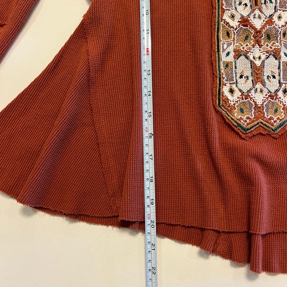 FREE PEOPLE Primrose Thermal Boho Embroidered Peplum Folk Top | XS | Retail $119 - Picture 8 of 8
